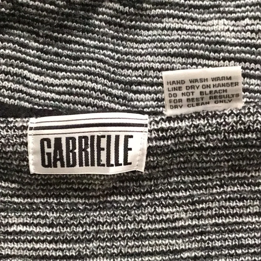Gabrielle Sweater Sz M Abstract Vintage Long Sleeves with Genuine Leather Trim